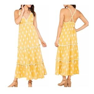 RAGA Yellow Summerland Cross
Back Maxi Dress Size Medium